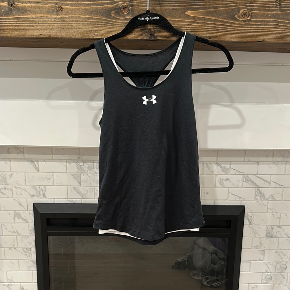 Under Armour black white layered racer back tank 4 for $20